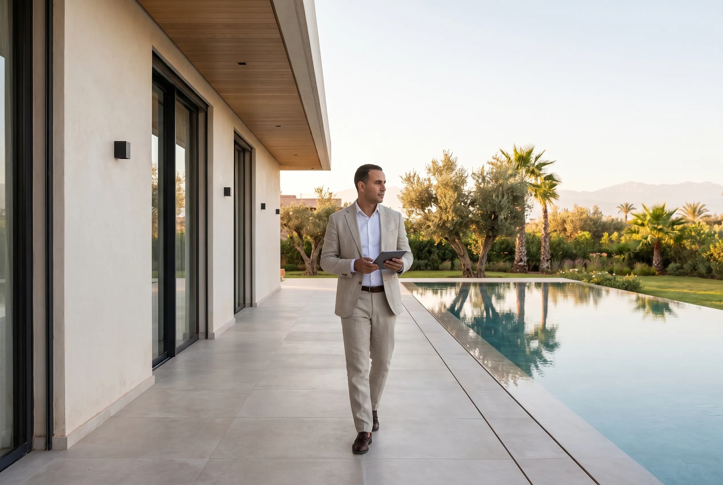 The property manager annotating his tablet checklist during a monthly walkthrough